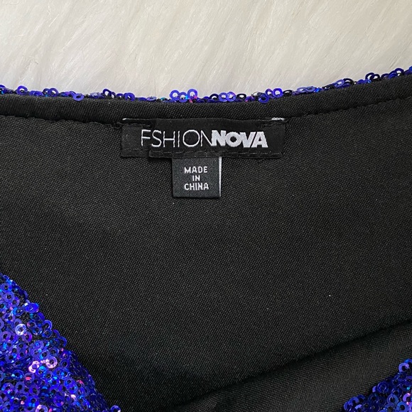 Sequin One Shoulder Night Dress With Slit - Picture 3 of 5